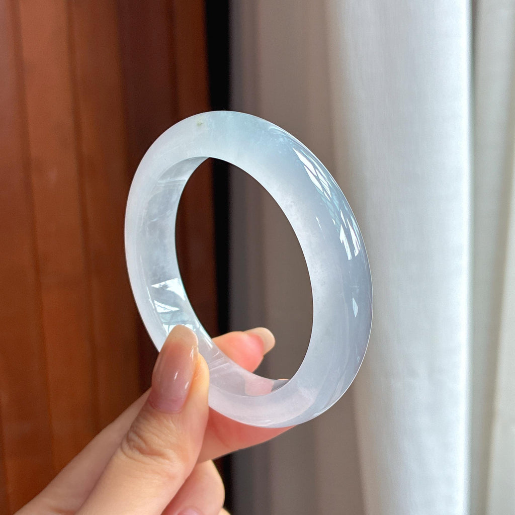 Vòng tay bình an tròn đều loại băng chủng dậy sáng không màu size 54 Ngọc phỉ thúy tự nhiên loại A Myanmar (yc450528)