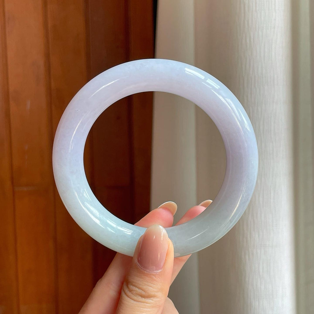 糯冰淡春彩翡翠圆条手镯（59mm）（yc376709）