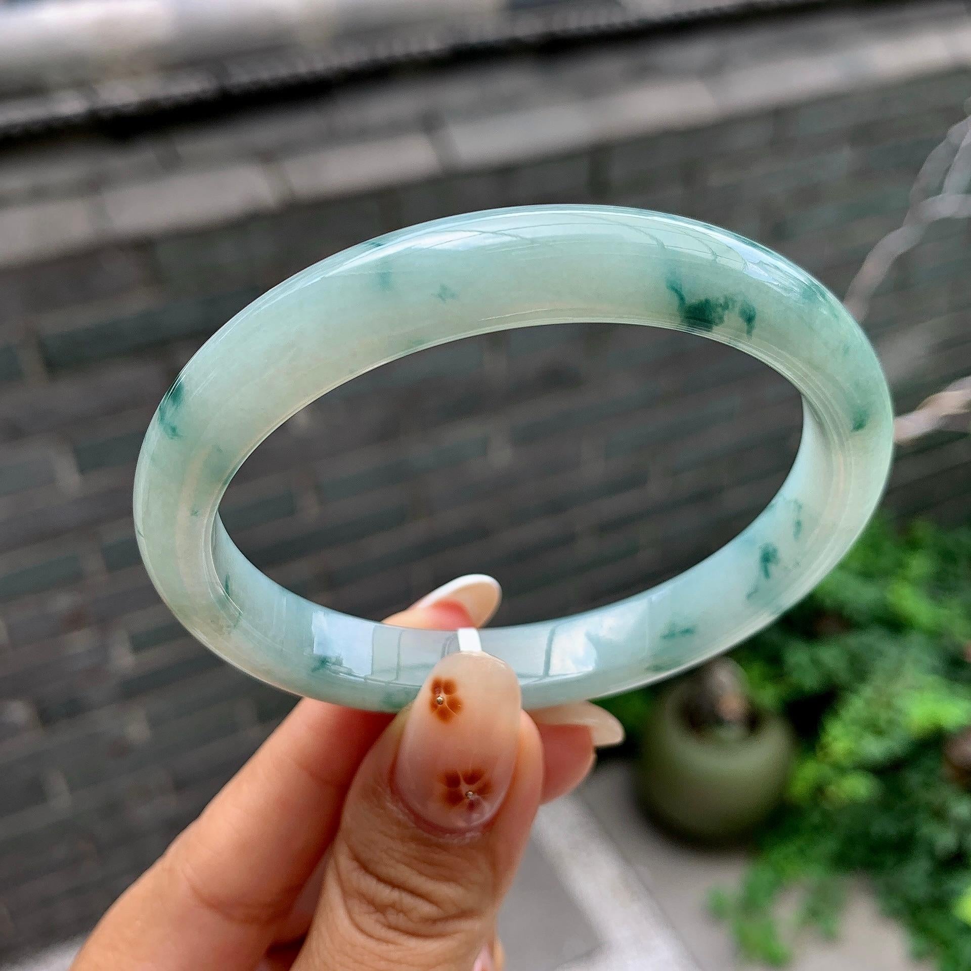 细糯种飘花贵妃手镯（57mm）（yc245101）