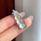 18k金镶冰种晴底翡翠豆子（yc244874）