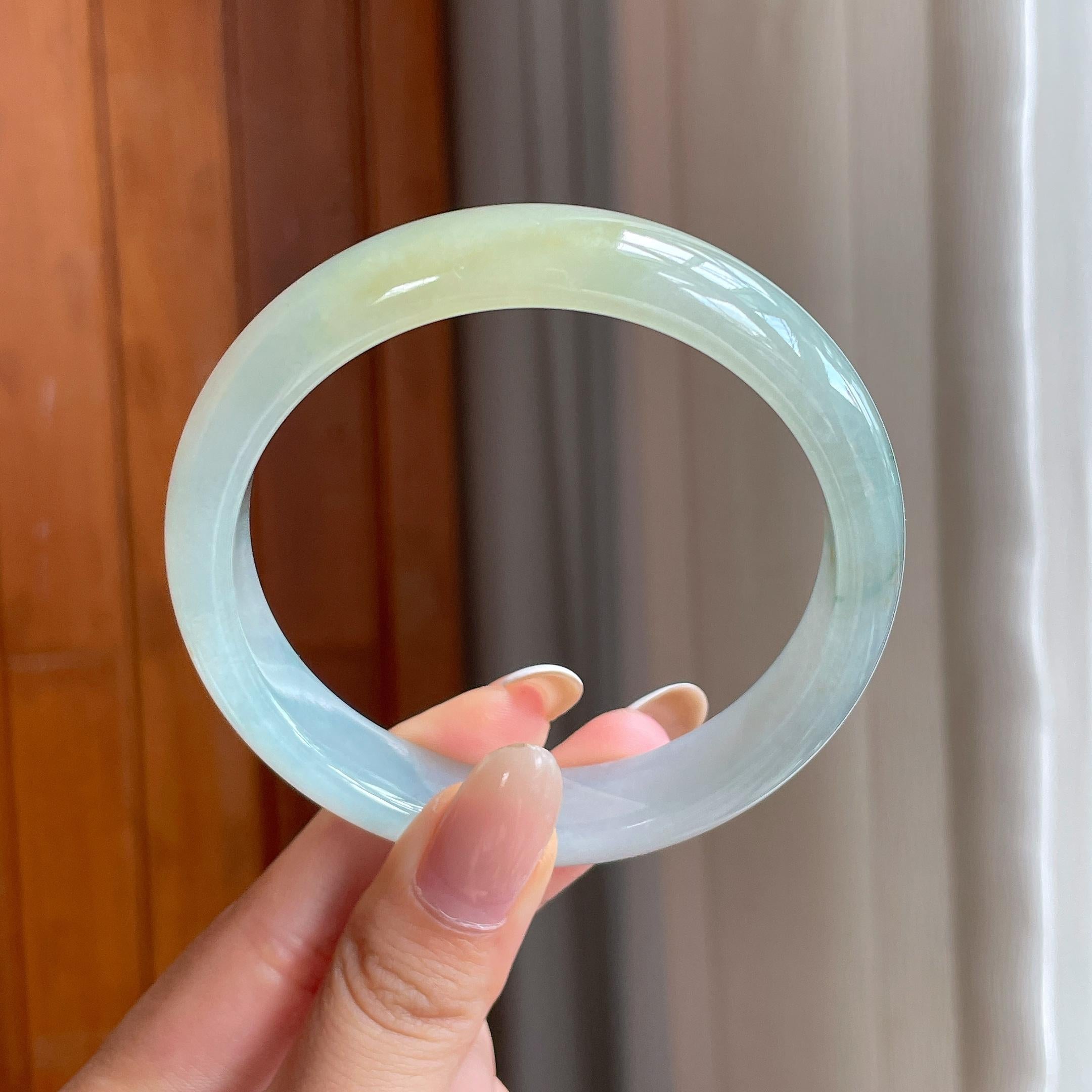 糯冰黄翡翡翠平安镯（61.2mm)（yc406284）