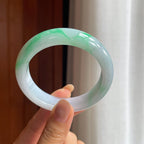 糯冰带色翡翠平安镯（56mm）（yc439890）