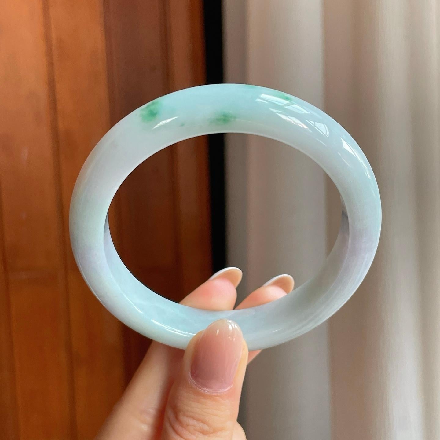 糯冰飘花翡翠平安镯（56.7mm）（yc375384）