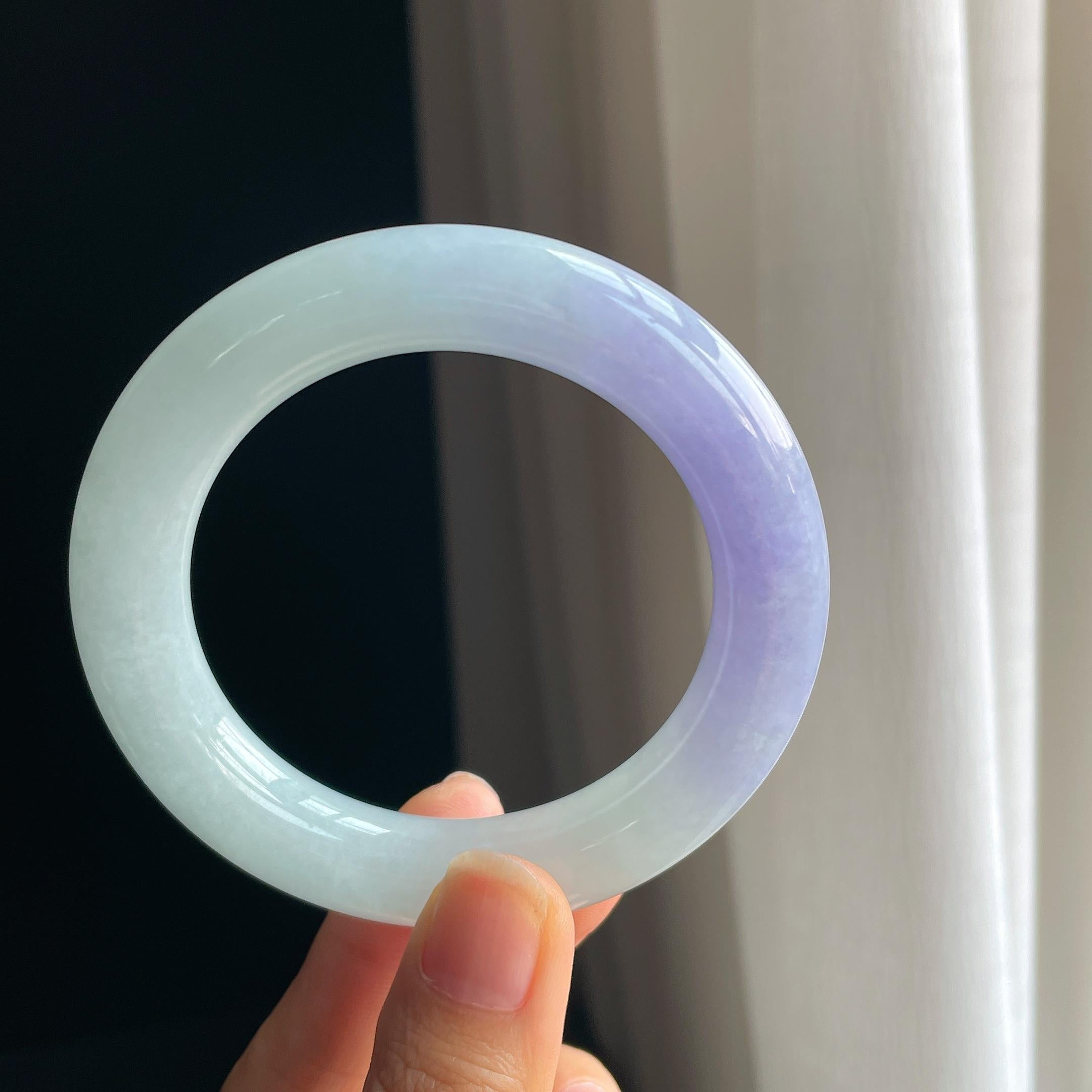糯冰紫罗兰翡翠圆条手镯（55mm)（yc349385）