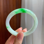 糯冰飘花翡翠平安镯（56mm)（yc323899）