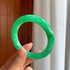 糯冰满绿翡翠圆条手镯（57mm）（yc408403）