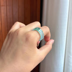 冰种飘花方形戒圈20号天然缅甸A货翡翠（yc437845）