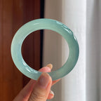 冰种蓝晴底翡翠圆条手镯(54mm)（yc415367）