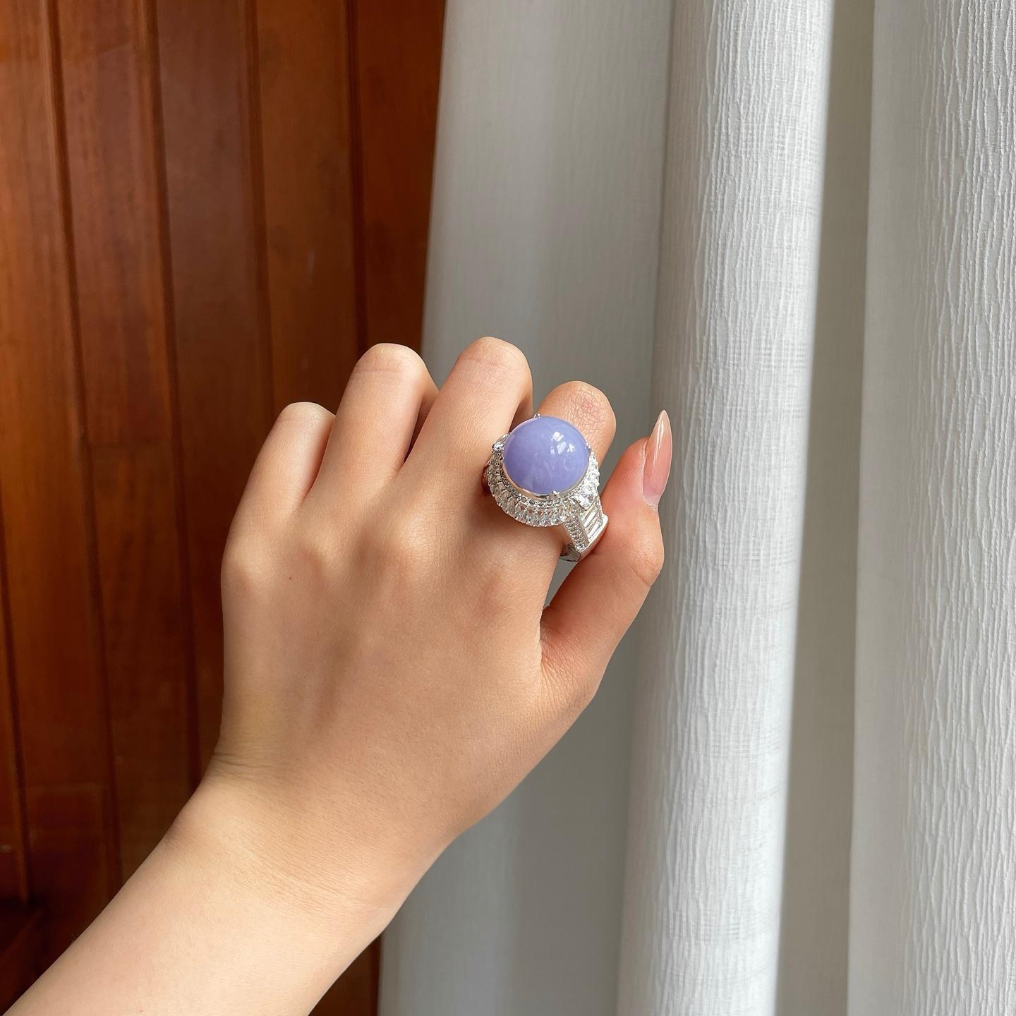 铜托糯冰紫罗兰翡翠蛋面（yc348939）