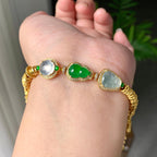 18K金钻+黄金镶糯冰种多彩盘缠手链（yc224991）