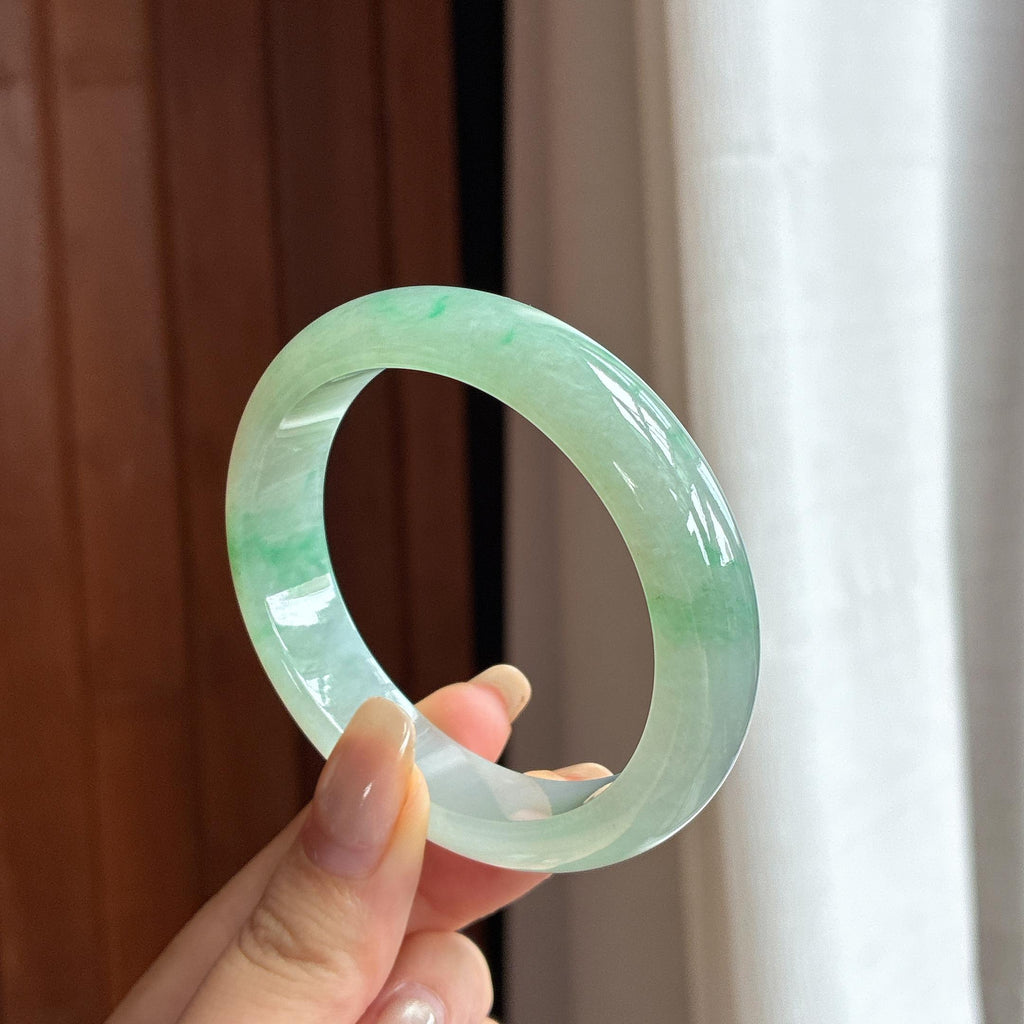 糯冰飘花贵妃镯 58圈 天然缅甸A货翡翠（yc453926）