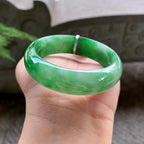 细糯种飘绿宽版轮胎手镯（55.3mm）（yc195347）