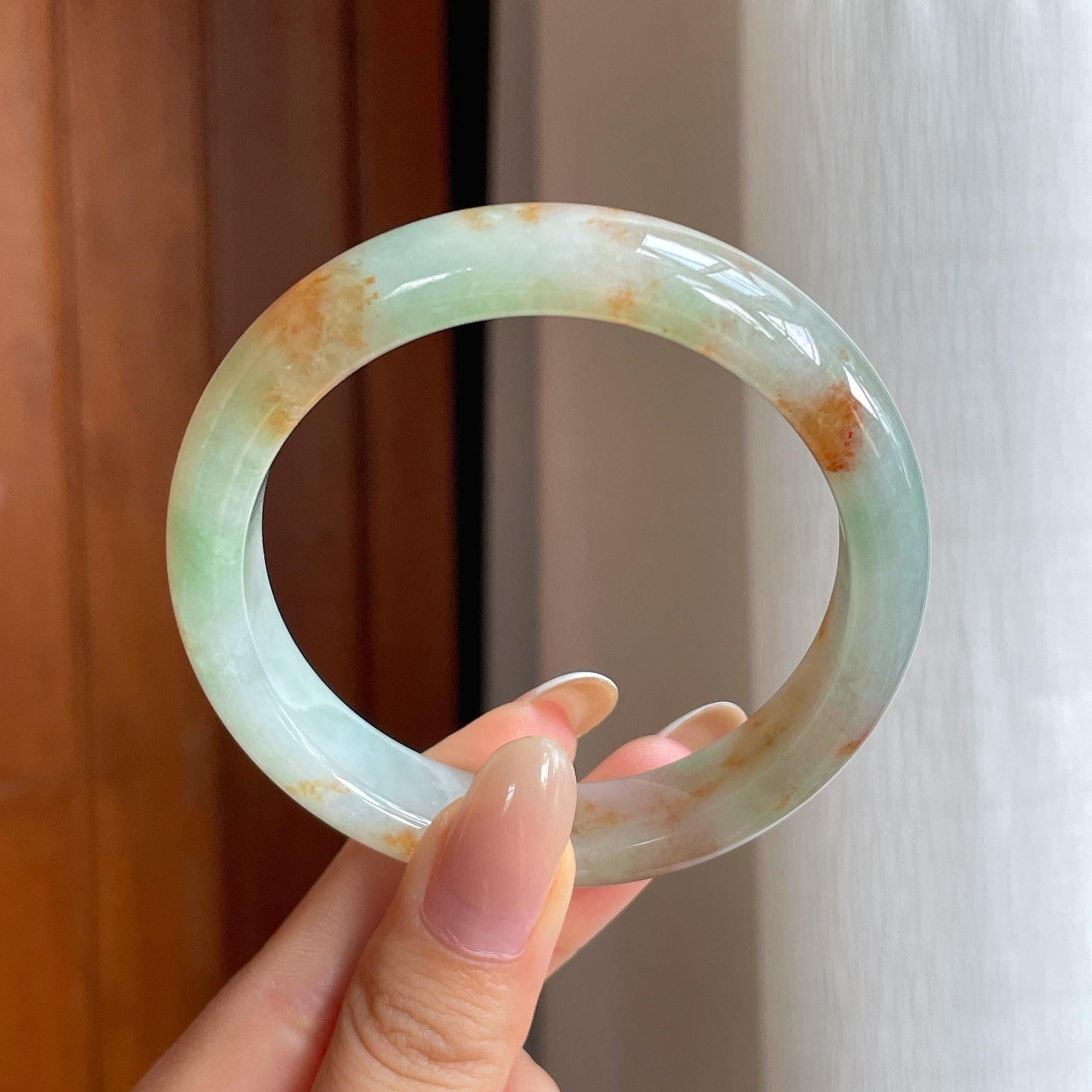 糯冰特色翡翠平安镯（56.6mm)（yc419564）