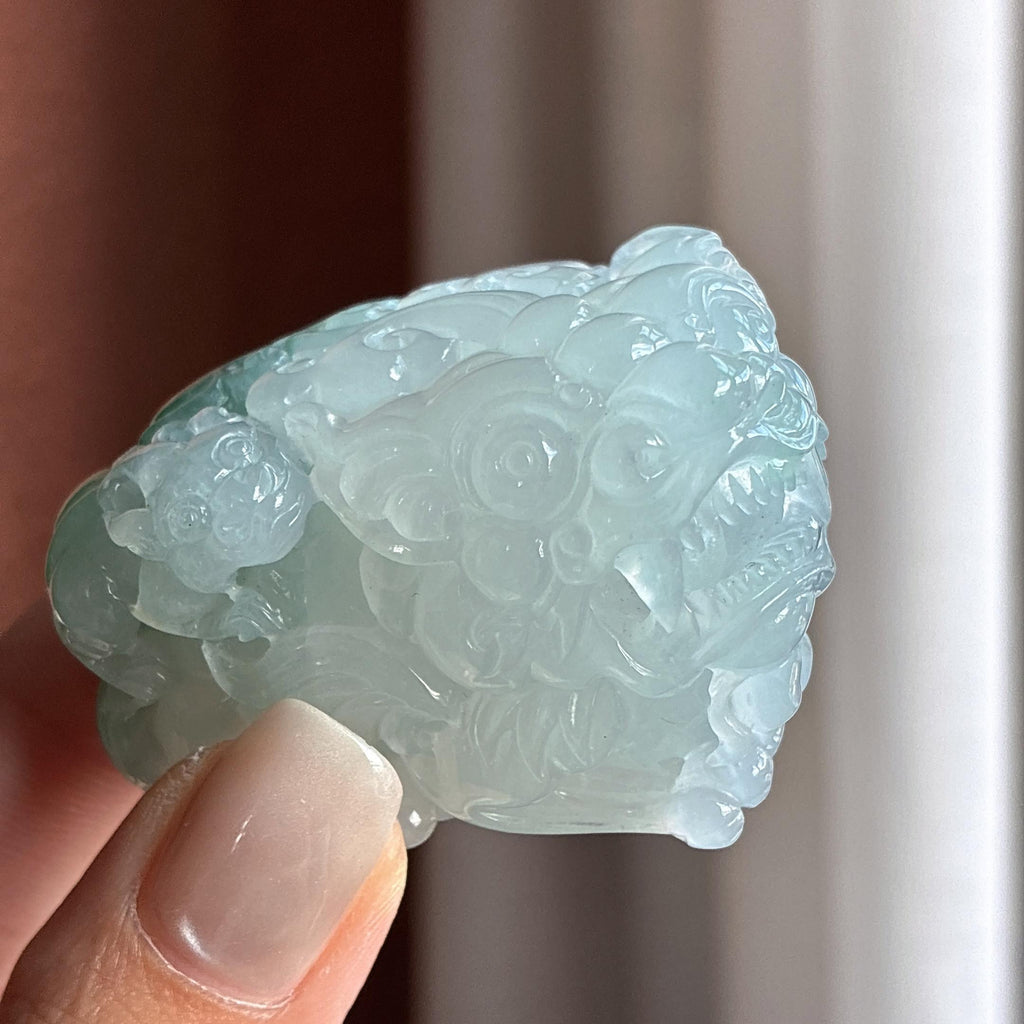 糯冰种飘花手把貔貅（yc712175）