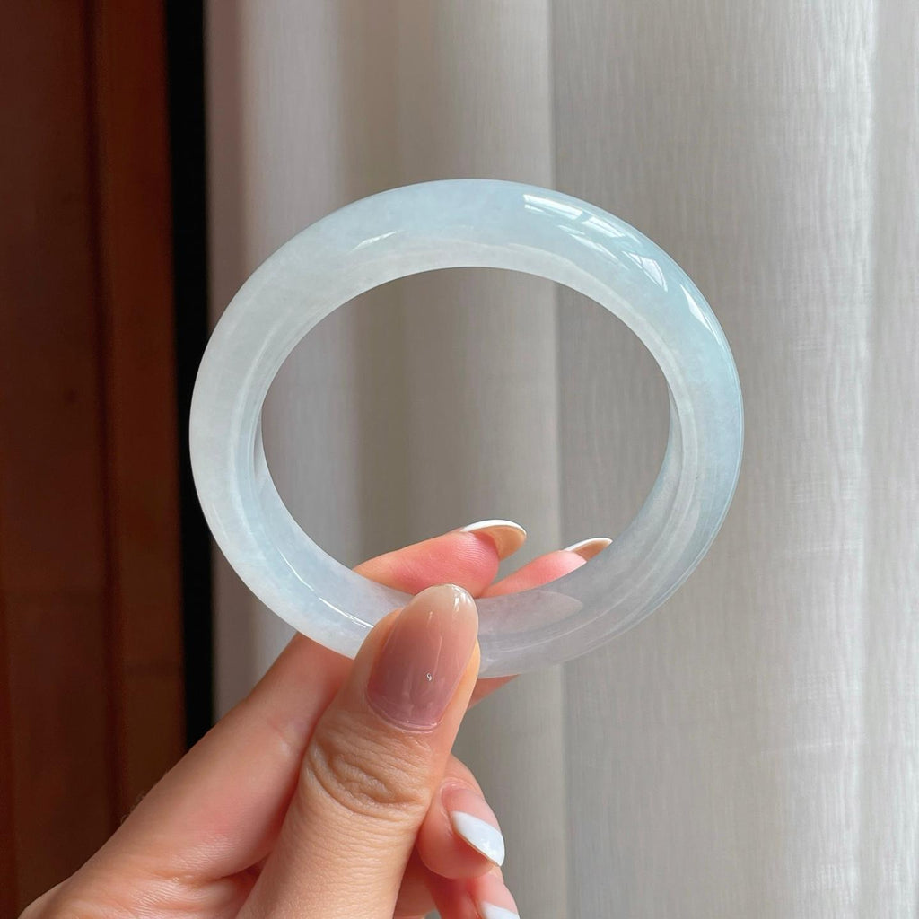 冰种淡底色翡翠平安镯（54.6mm)（yc381234）