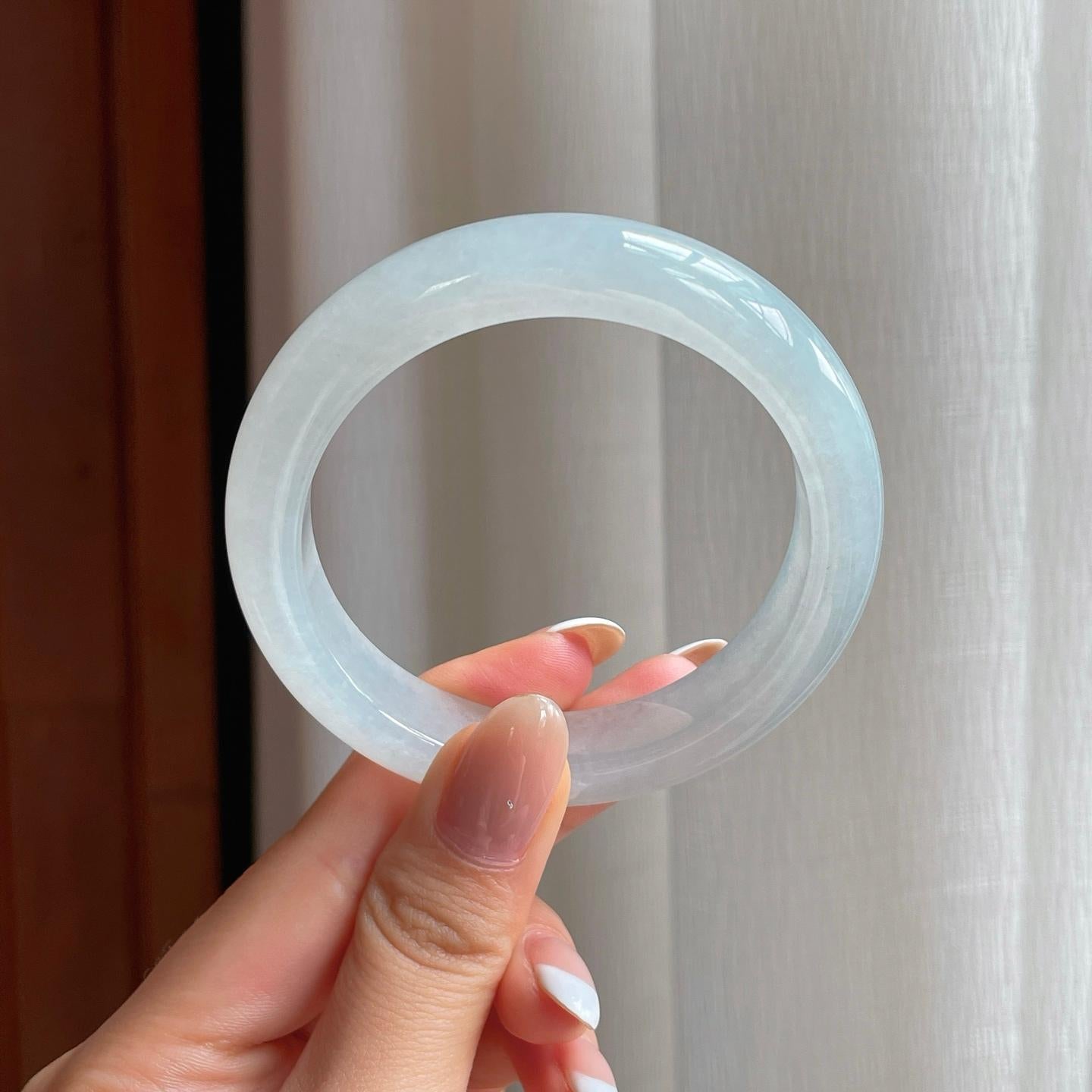 冰种淡底色翡翠平安镯（54.6mm)（yc381234）
