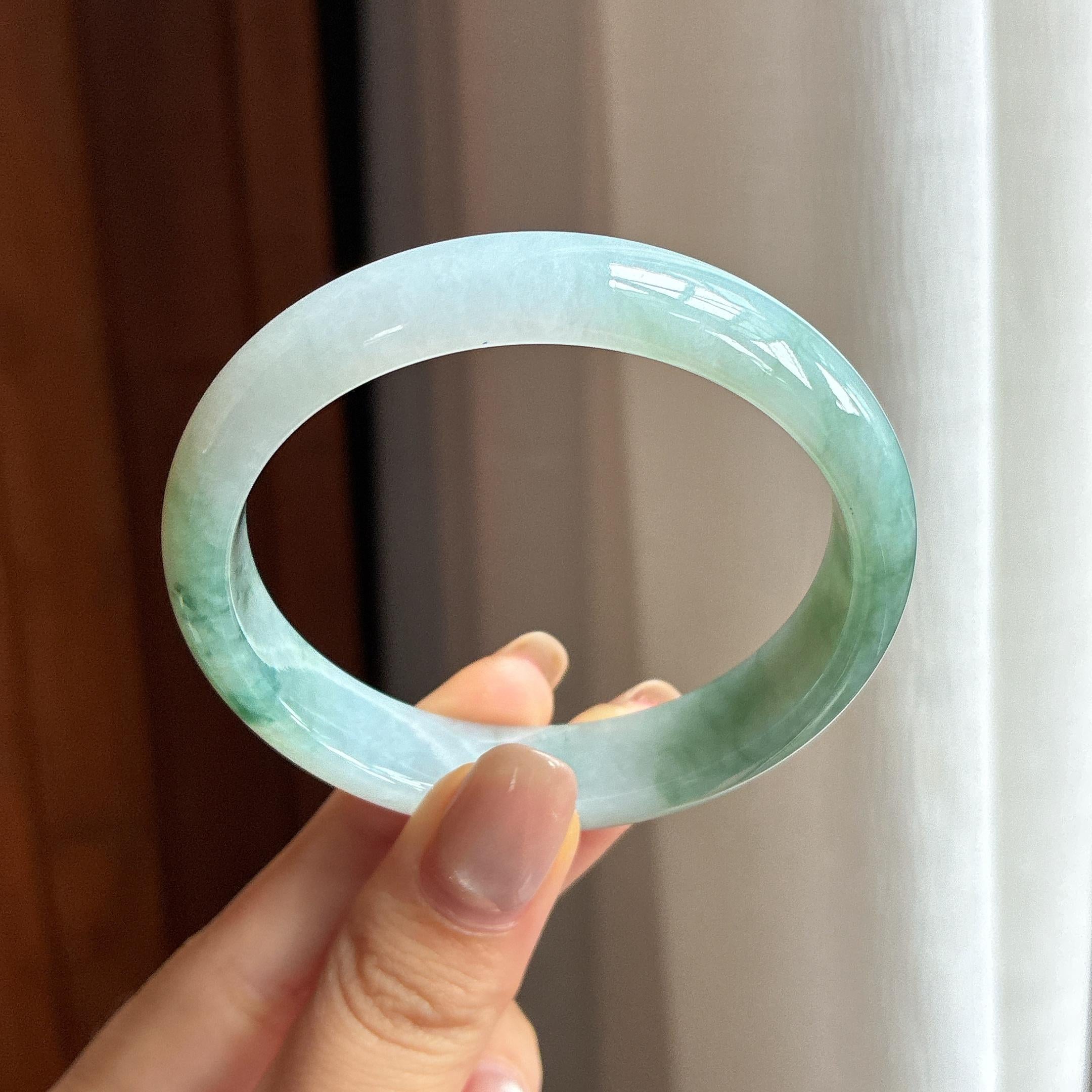 糯种飘花翡翠贵妃镯 55圈（yc435328）