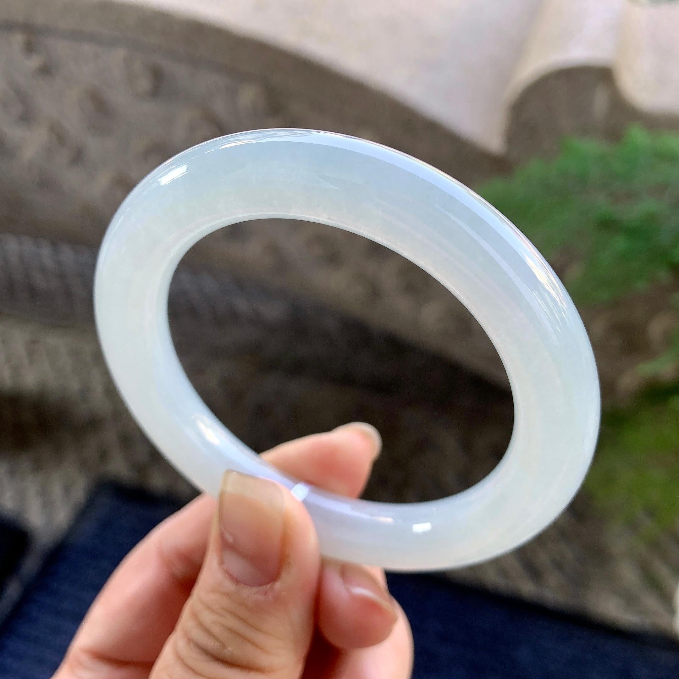糯冰种无色圆条手镯（52.2mm）（yc305702）