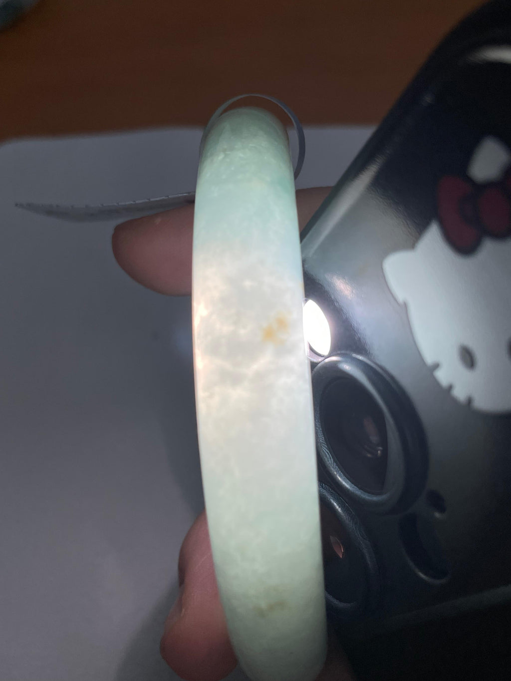 糯冰种晴底飘绿洒金圆条手镯（58mm）（yc223251）