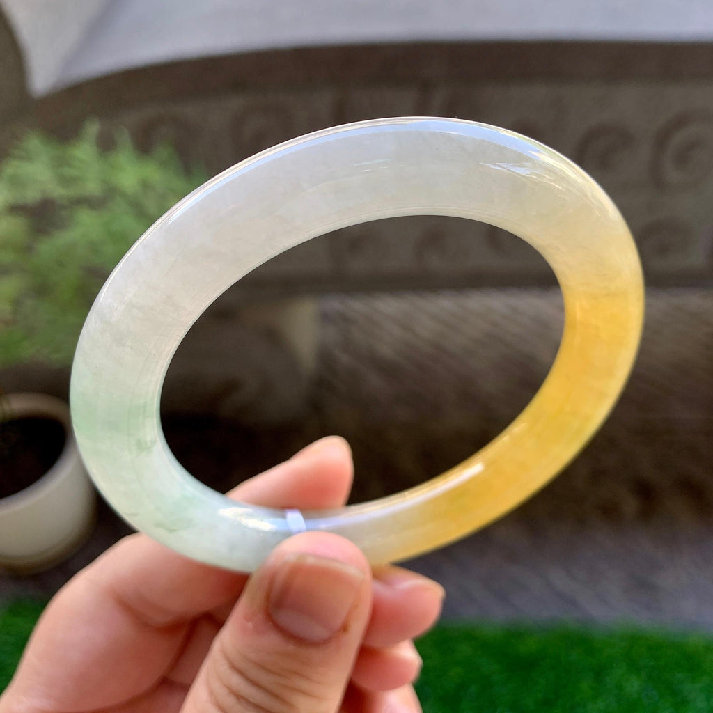 细糯种黄翡圆条手镯（56.2mm）（yc246658）