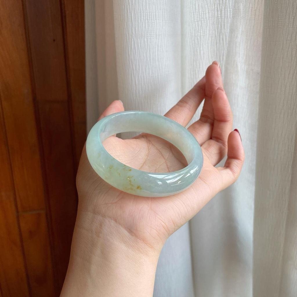 糯冰飘黄翡翡翠平安镯（60.3mm）（yc304373）