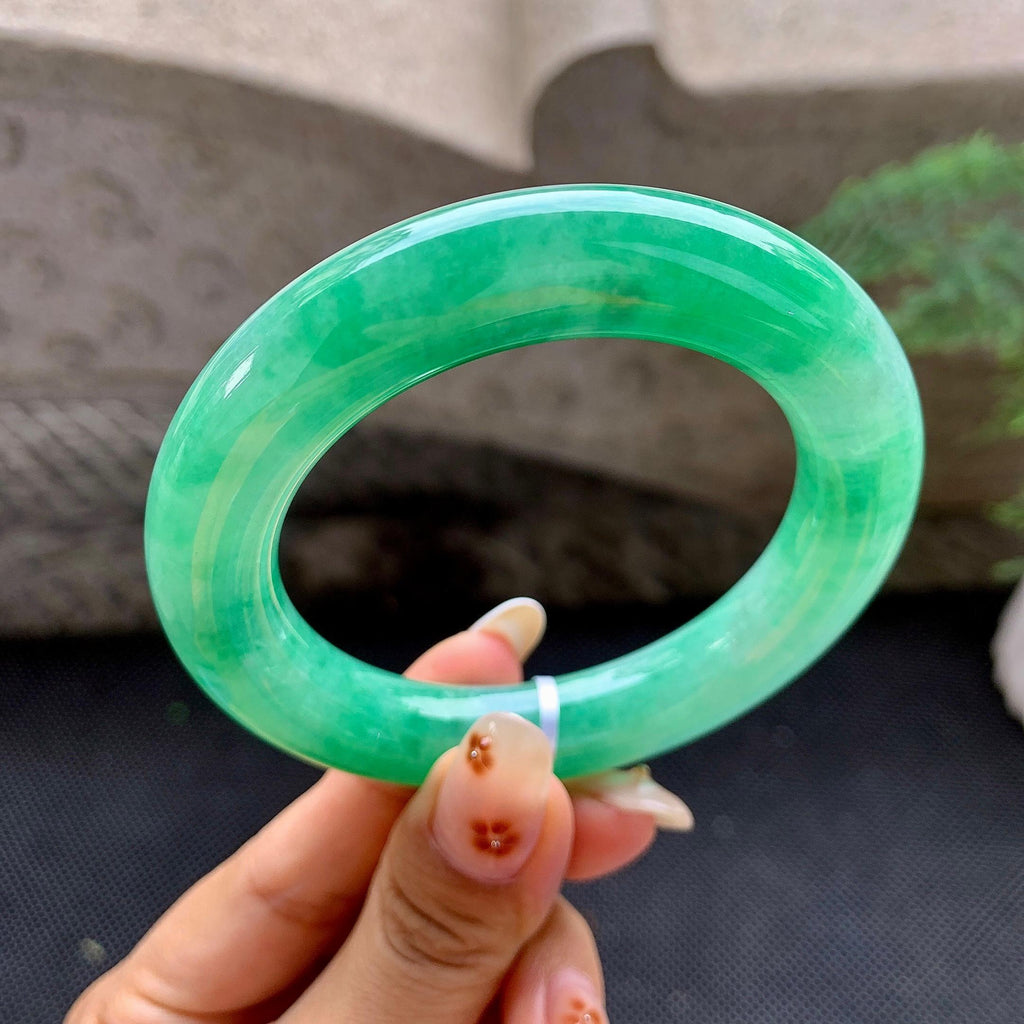 细糯种满绿圆条手镯（54.7mm）（yc257706）