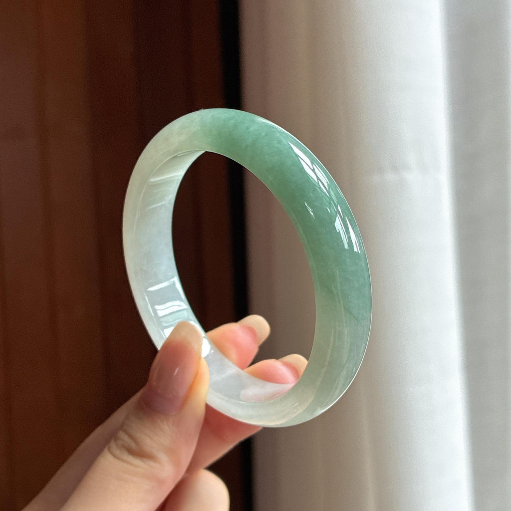 细糯种半山半水正圈平安镯 54圈 天然缅甸A货翡翠（yc455084）