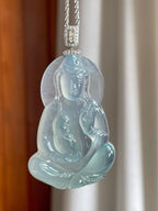 18k扣冰种蓝底翡翠送子观音（yc247186）