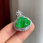 18k金钻镶冰种满绿翡翠佛公（yc257808）