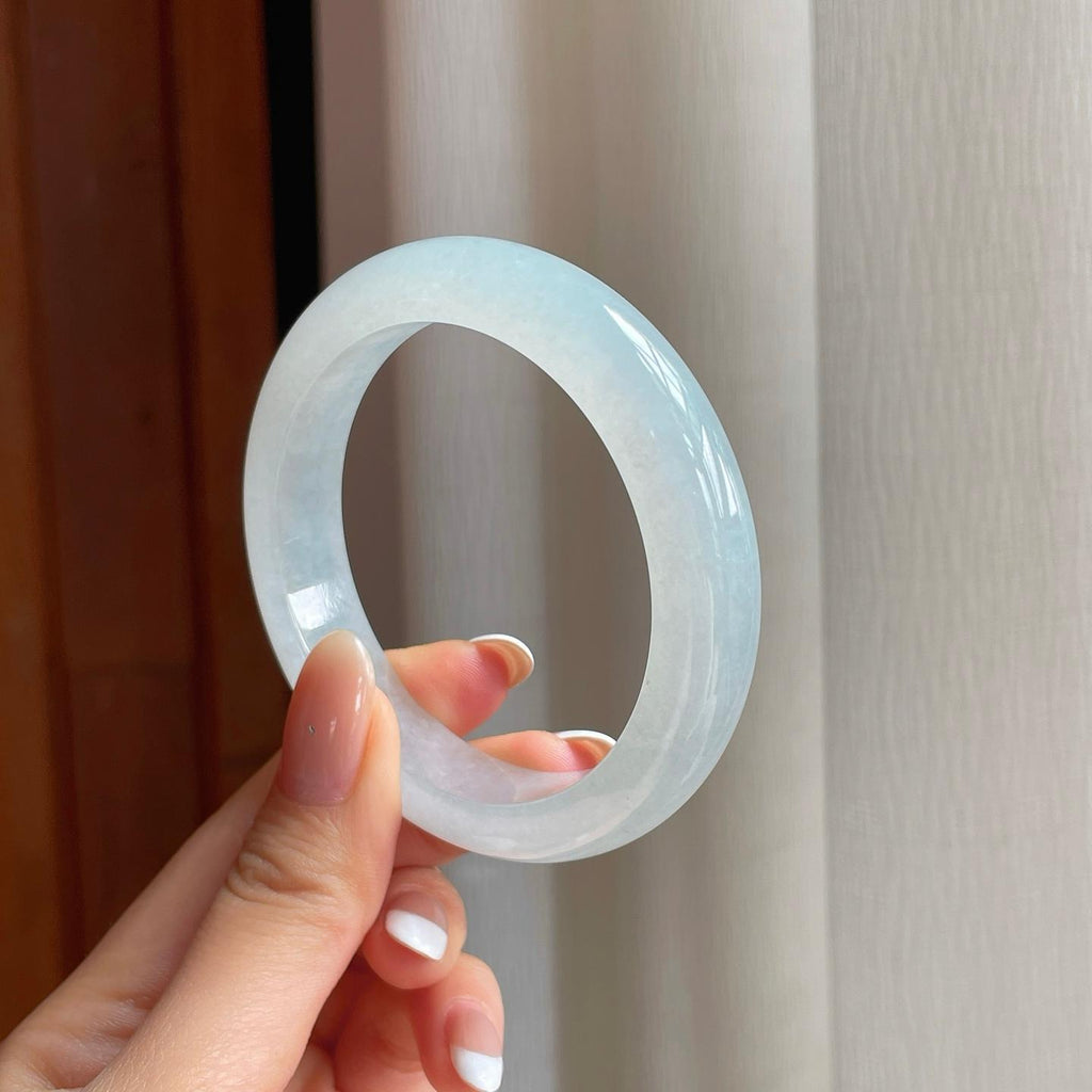 冰种淡底色翡翠平安镯（54.6mm)（yc381234）