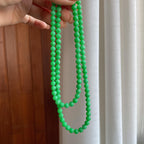糯冰阳绿翡翠珠串项链（yc363636）