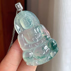 18k金扣冰种飘花翡翠观音（yc251057）