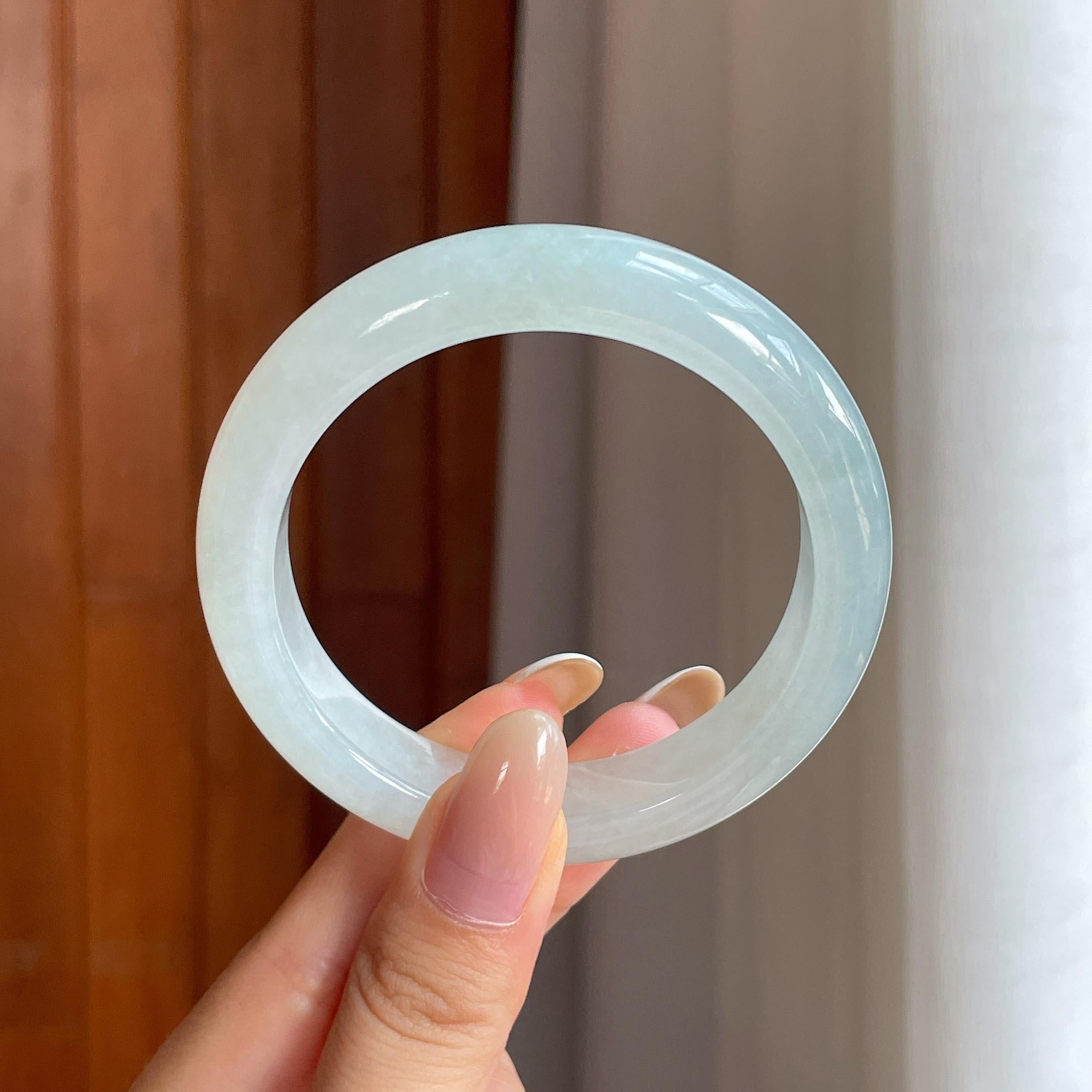 糯冰晴水翡翠平安镯（54.7mm)（yc424435）