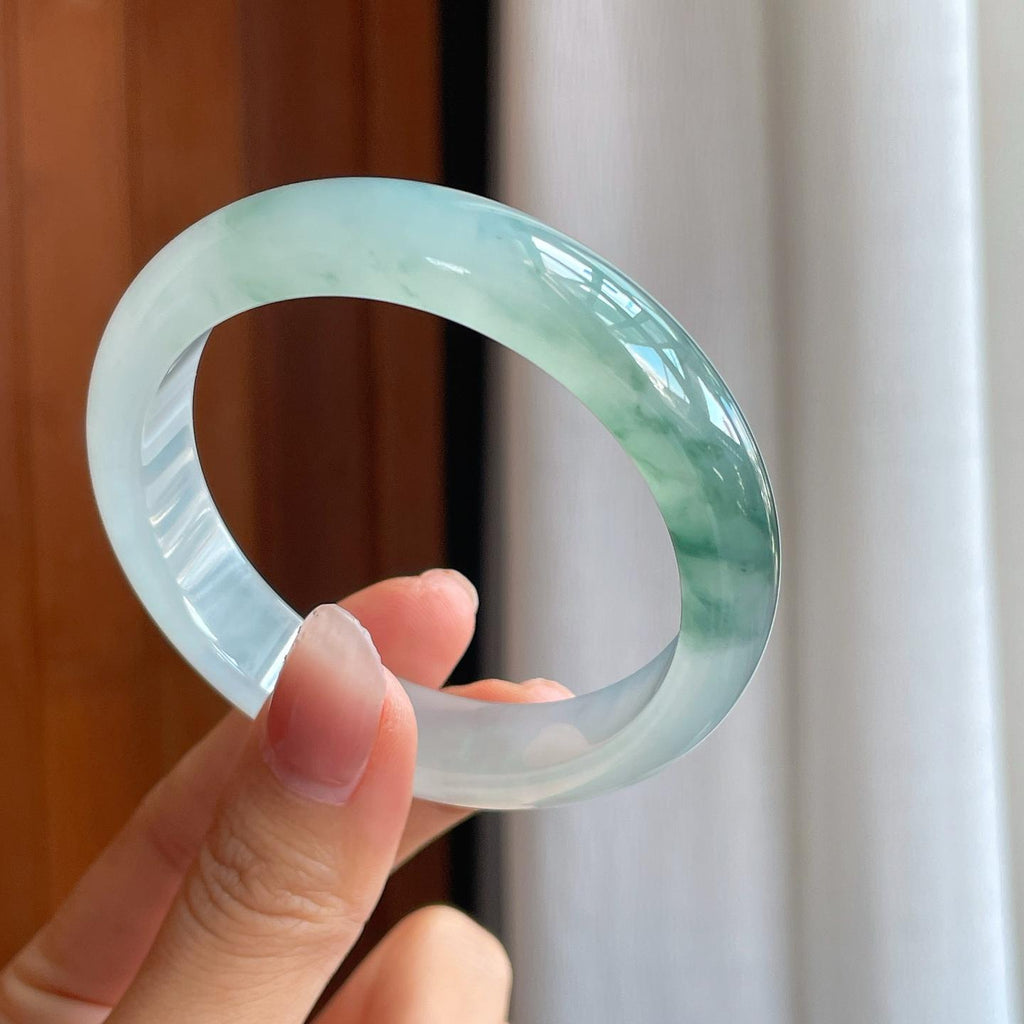 冰种飘花翡翠平安镯（56mm）（yc312874）