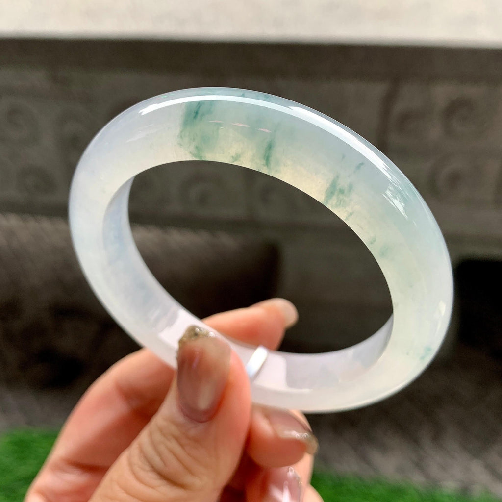 糯冰种飘花平安镯（53.5mm）（yc288711）