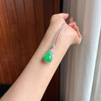 18k金镶糯冰果绿翡翠葫芦天然缅甸A货翡翠（yc440182）