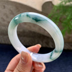 细糯种飘蓝花正圈平安镯 57.6圈口 天然缅甸A货翡翠（yc352947）