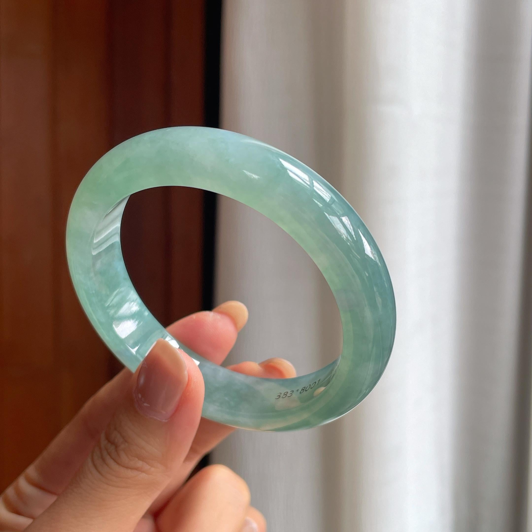 冰种蓝底翡翠平安镯（56.5mm）（yc412135）