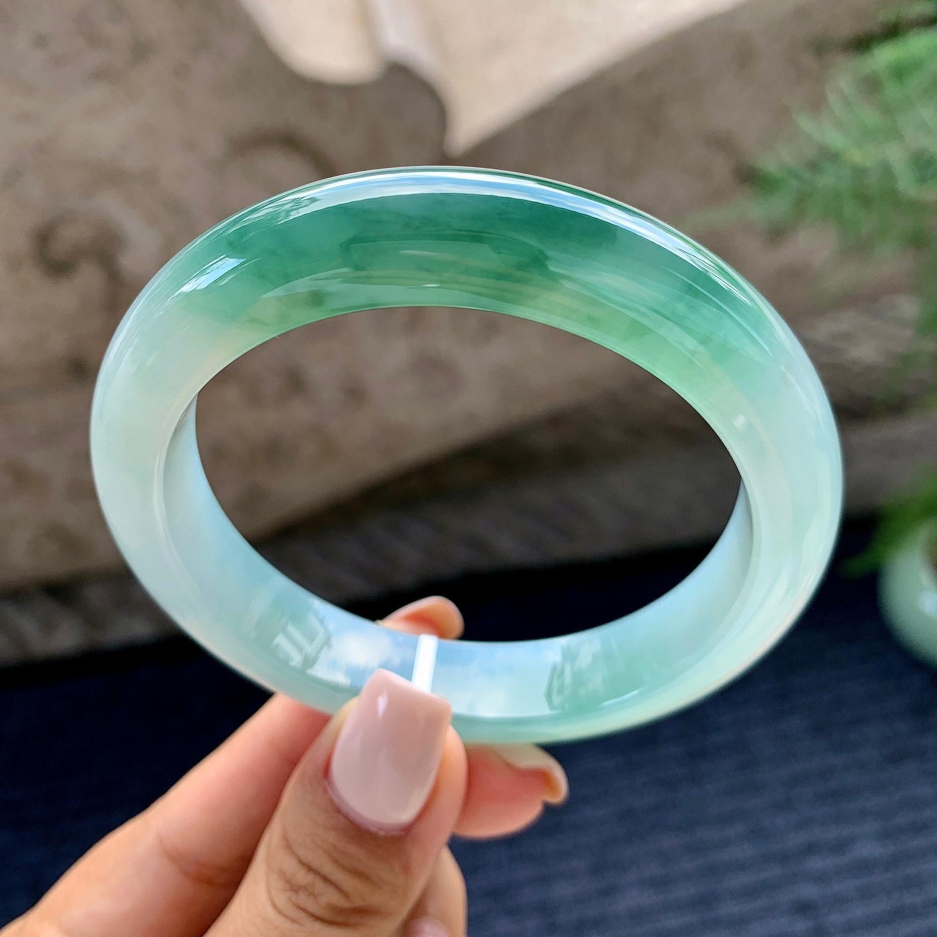 细糯种飘花平安镯（58.1mm）（yc226059）