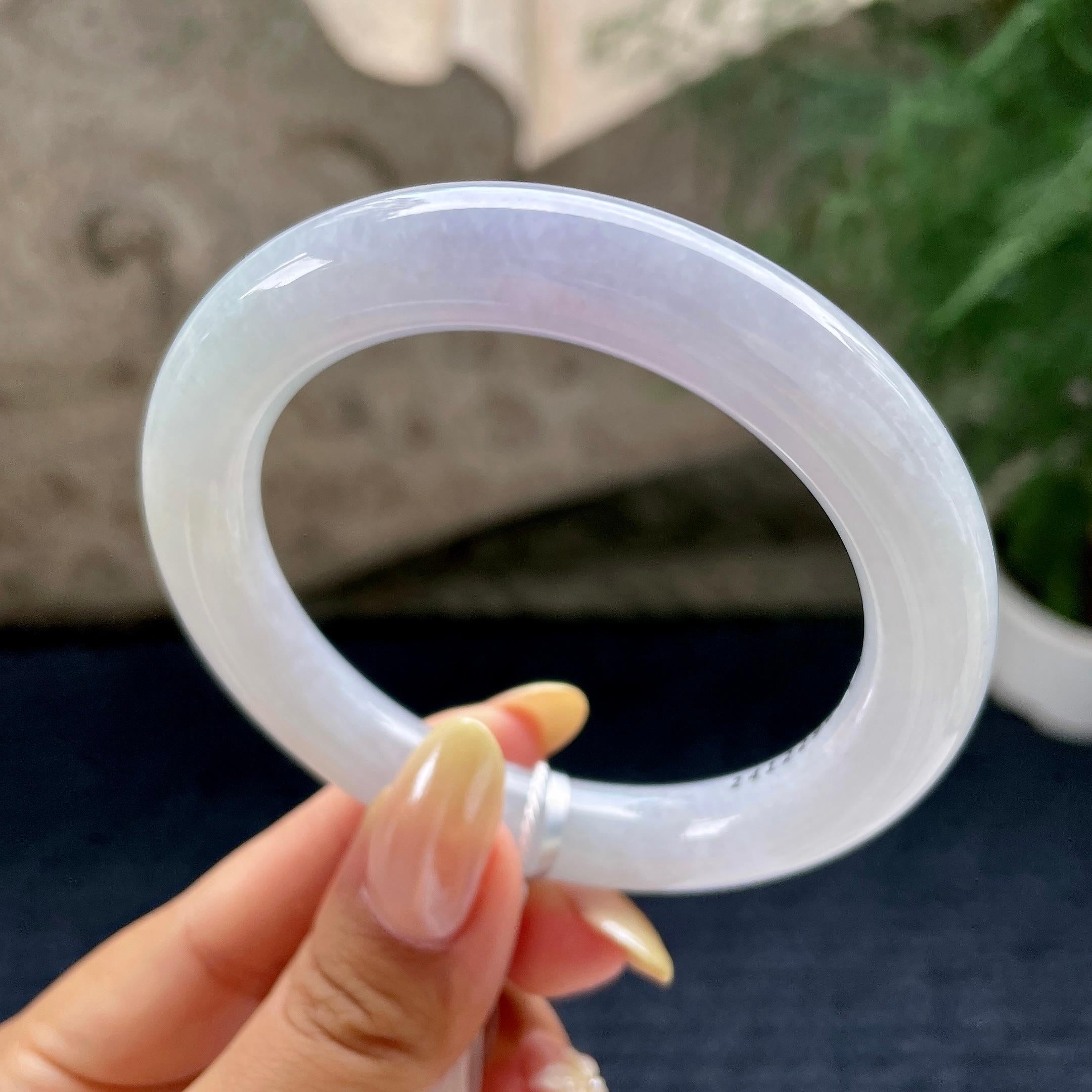 细糯种紫罗兰圆条手镯56.7圈 天然缅甸A货翡翠（yc461764）