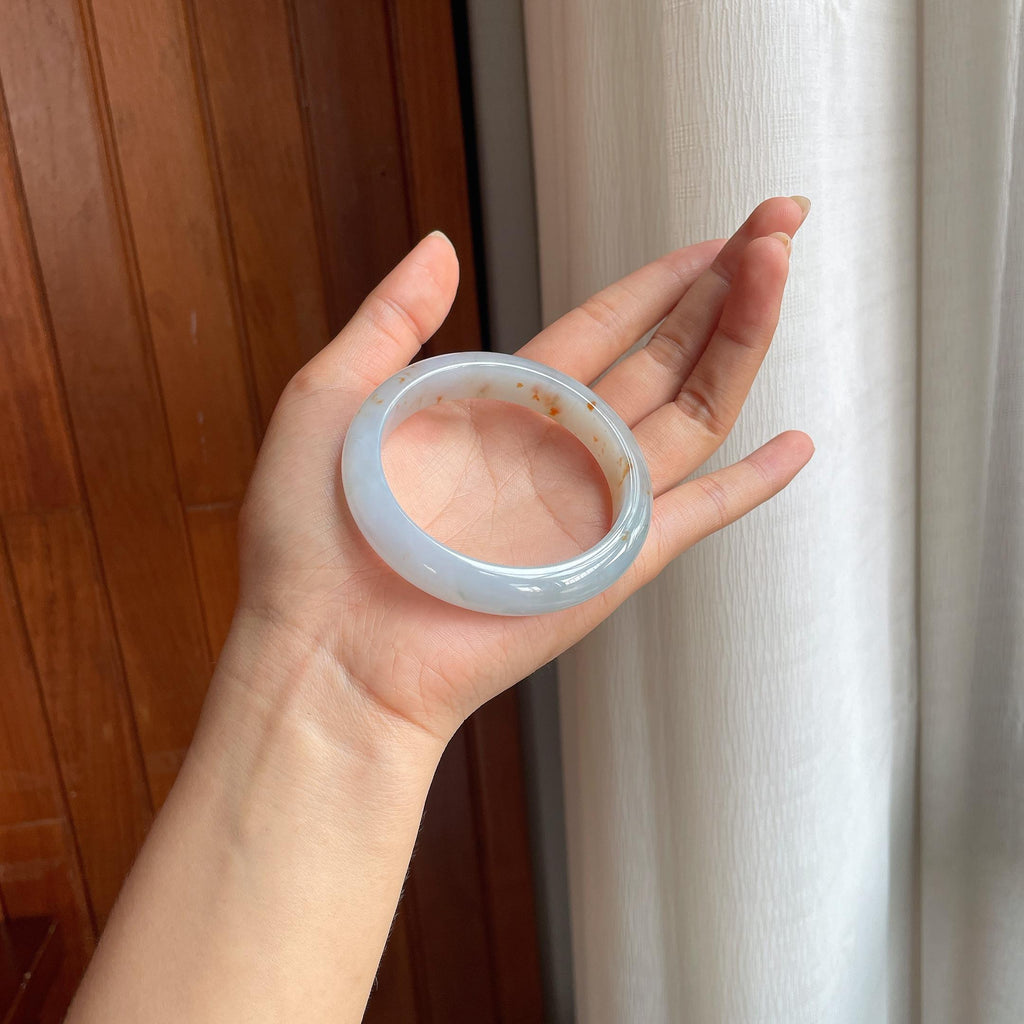 糯冰特色黄翡翡翠平安镯(56.5mm)（yc400240）