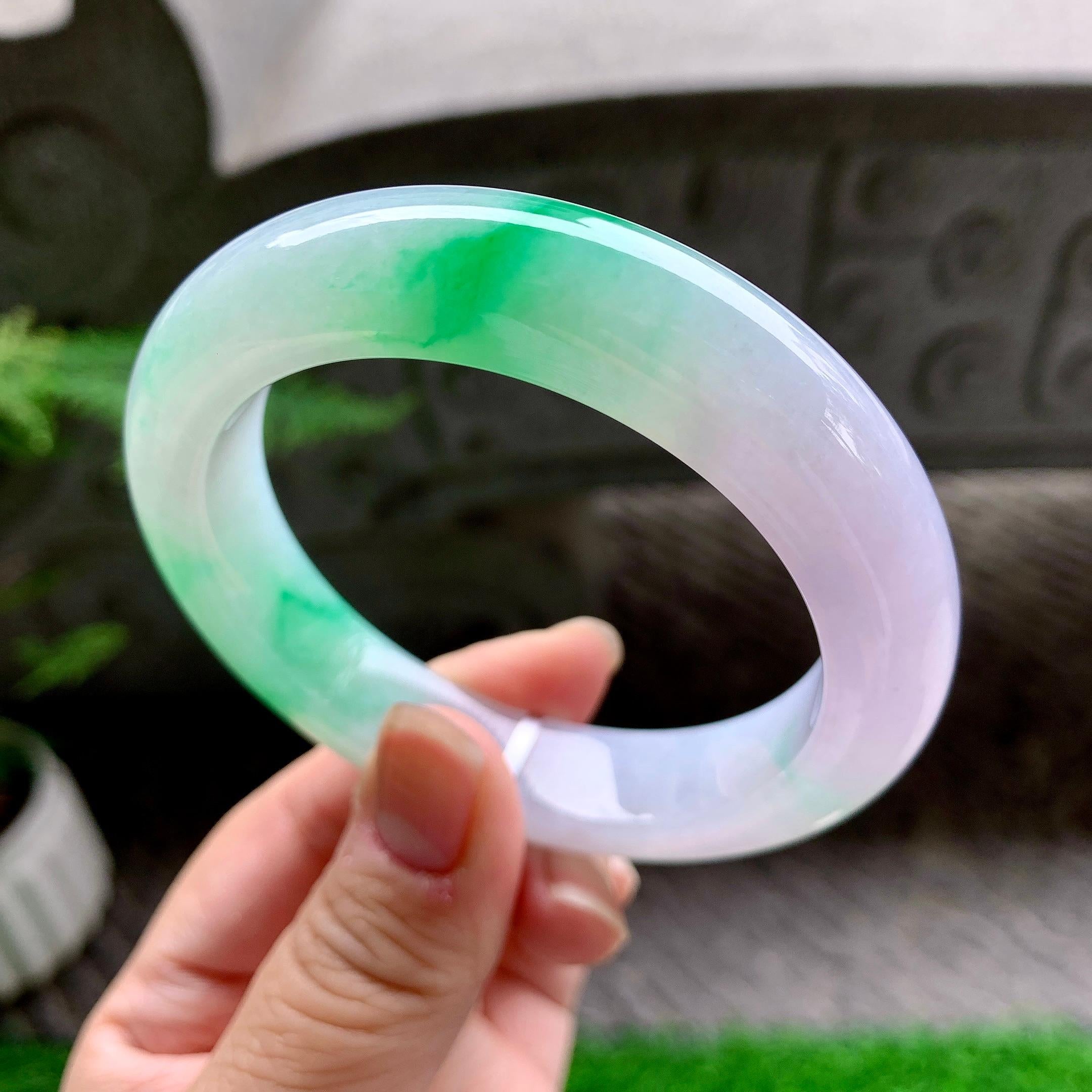 糯冰种春彩平安镯（58mm）（yc253789）