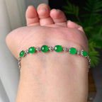 18K金钻镶糯冰种满绿蛋面手链（yc207282）