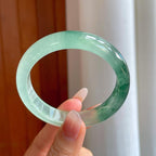 冰玻种飘花翡翠平安镯（57mm）（yc310755）