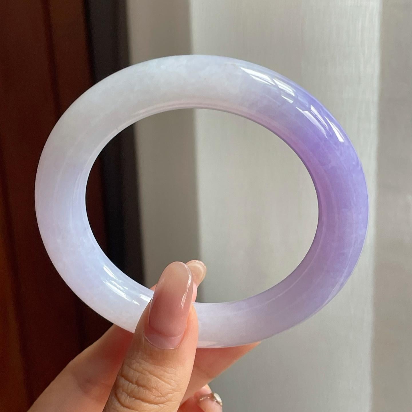 糯冰种紫罗兰翡翠圆条手镯（57mm）（yc200130）