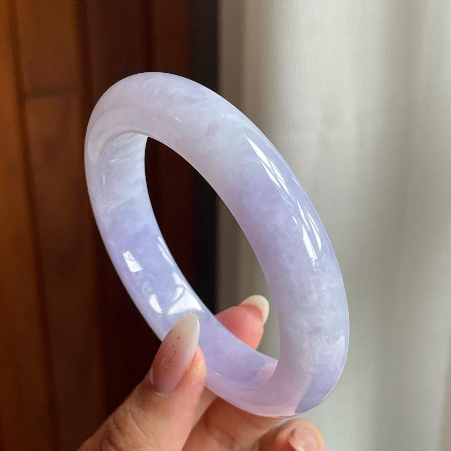 糯冰种紫罗兰翡翠平安镯（57mm）（yc204373）
