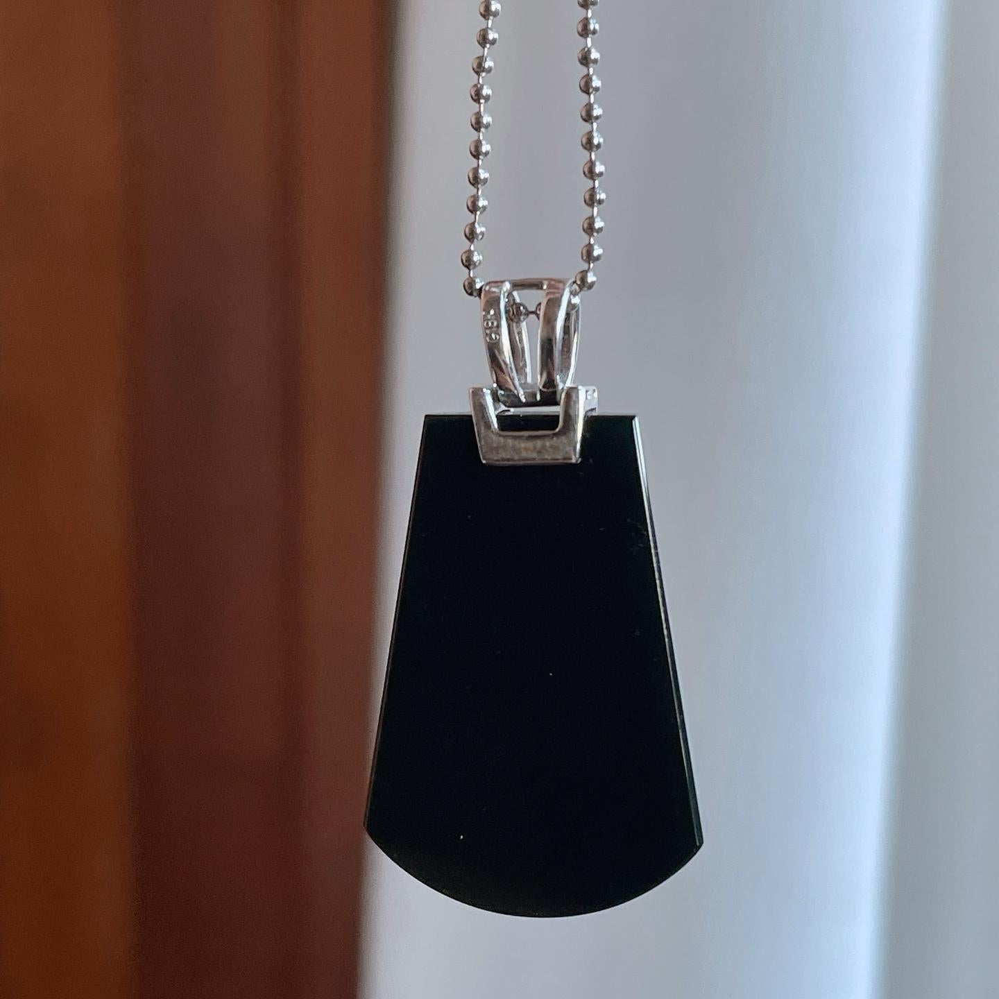 18k金扣冰种墨翠无事牌（yc257825）