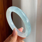 高冰种带底色翡翠圆条手镯（53mm）（yc204365）