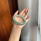 糯种湖水绿翡翠平安镯（58mm）（yc217408）