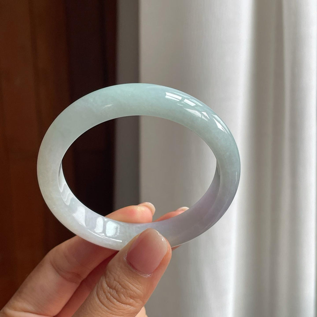 糯冰淡春彩翡翠平安镯（56.5mm）（yc377383）